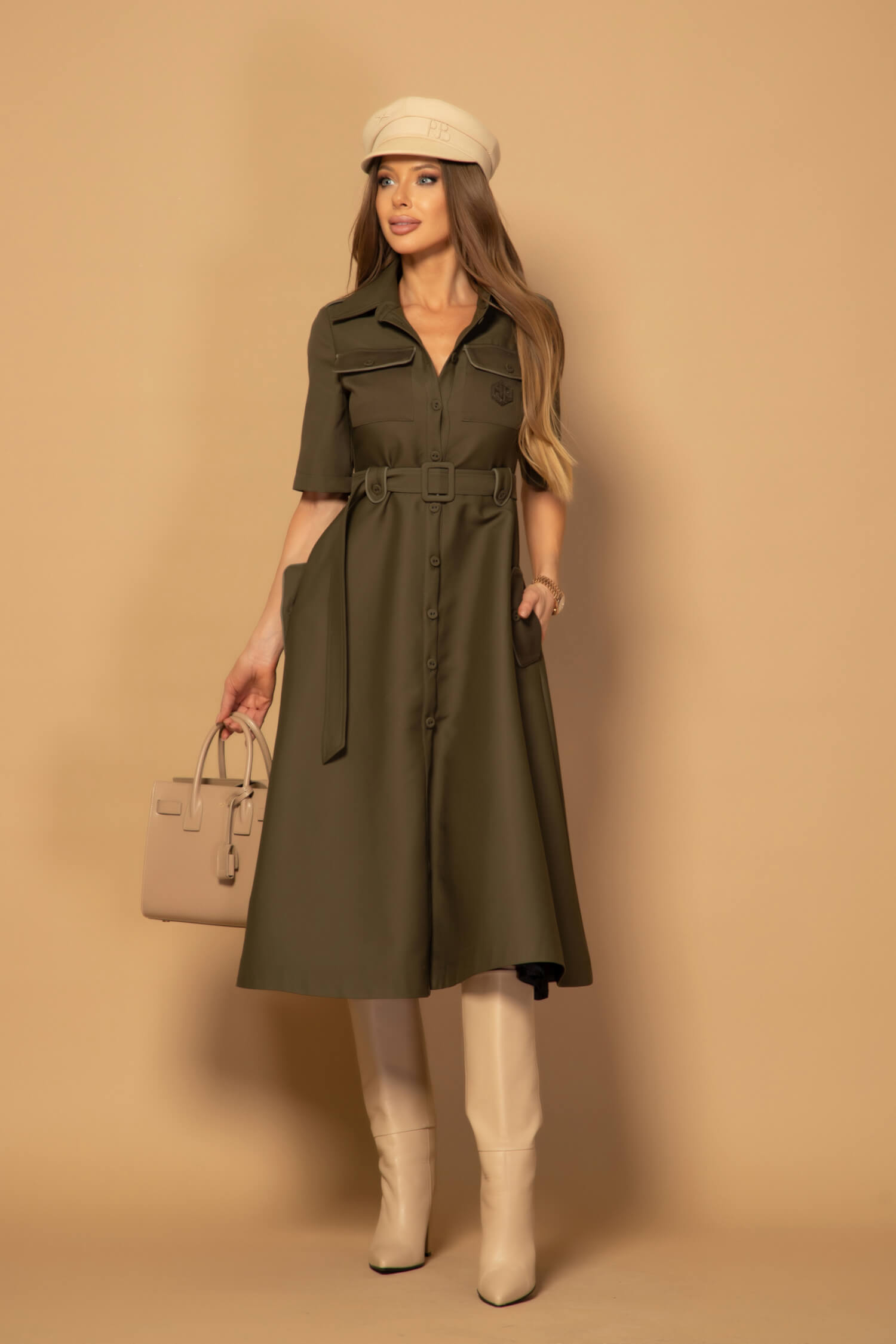 Elevated Essentials Φόρεμα-καμπαρντίνα - Military - Εικόνα 15