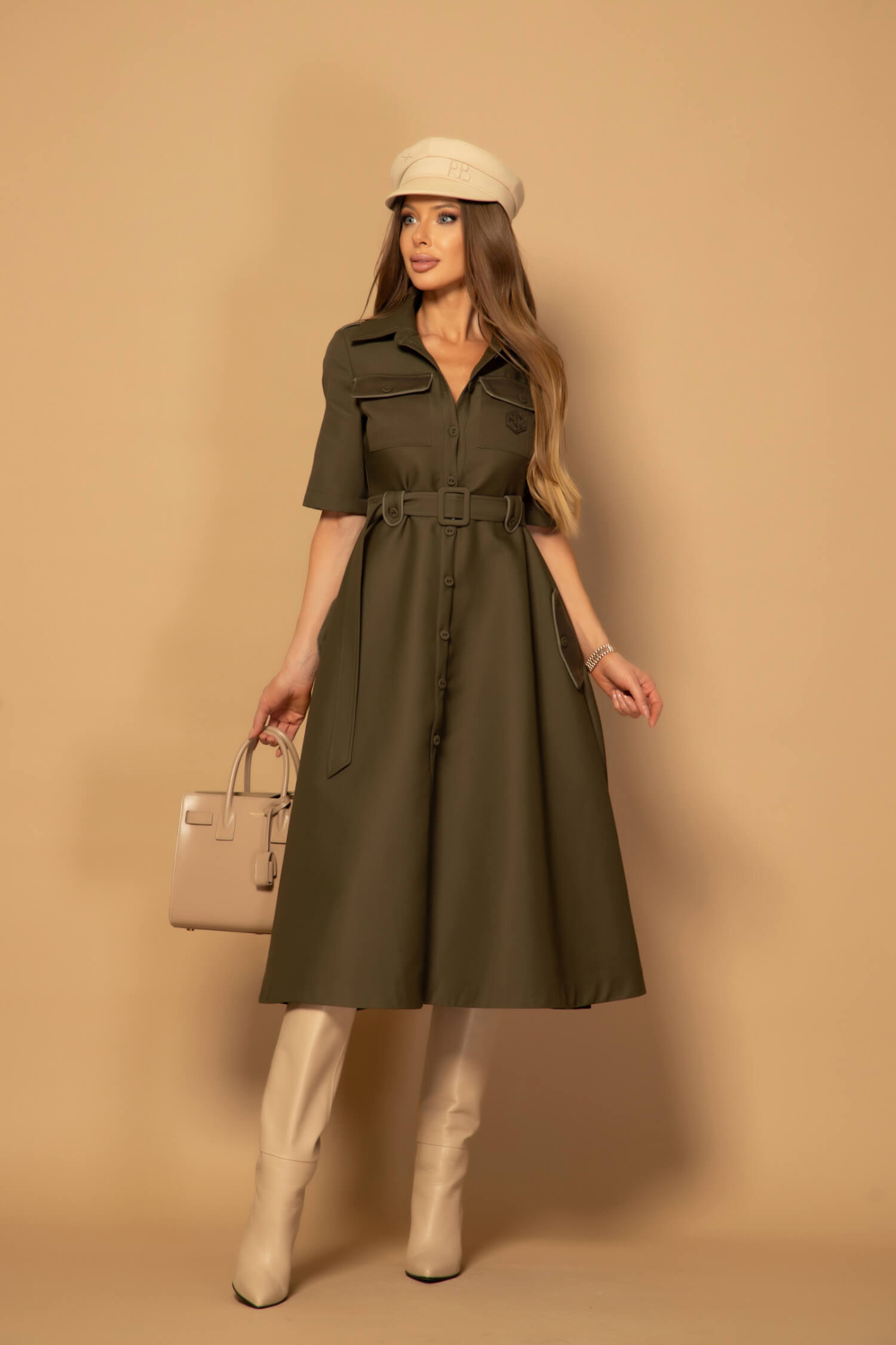 Elevated Essentials Φόρεμα-καμπαρντίνα - Military - Εικόνα 16