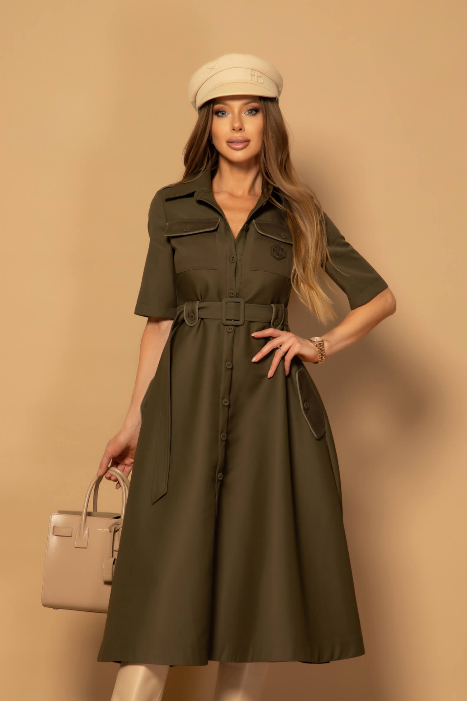Elevated Essentials Φόρεμα-καμπαρντίνα - Military - Εικόνα 17