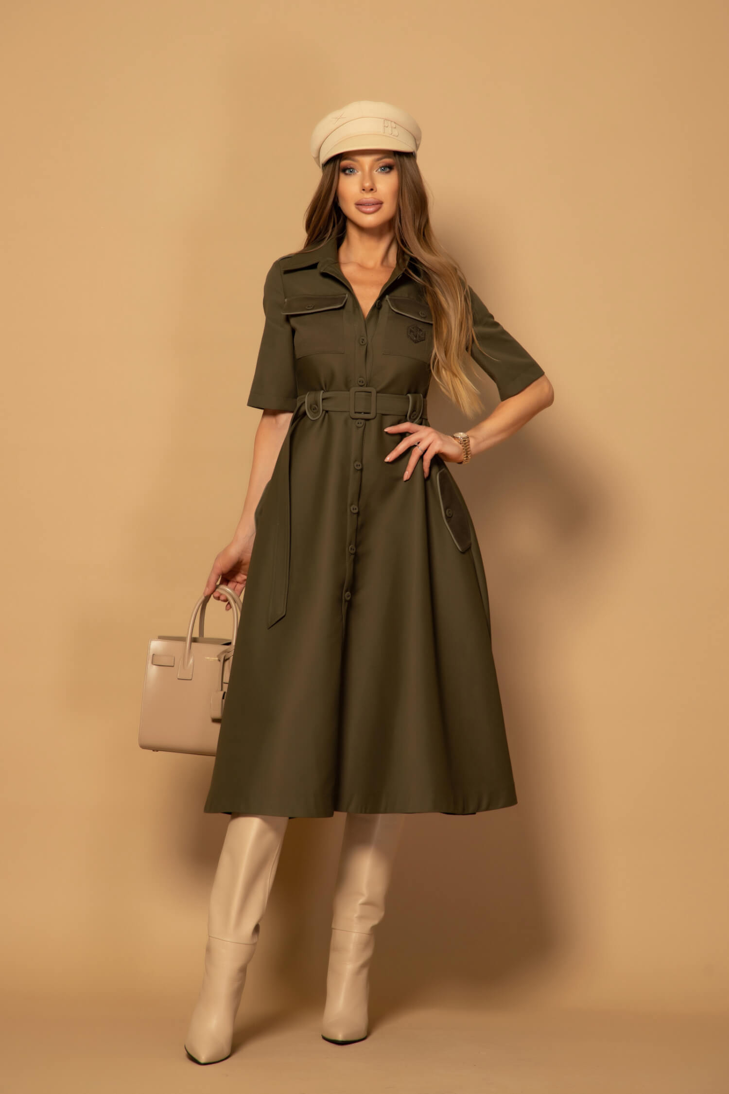 Elevated Essentials Φόρεμα-καμπαρντίνα - Military - Εικόνα 18