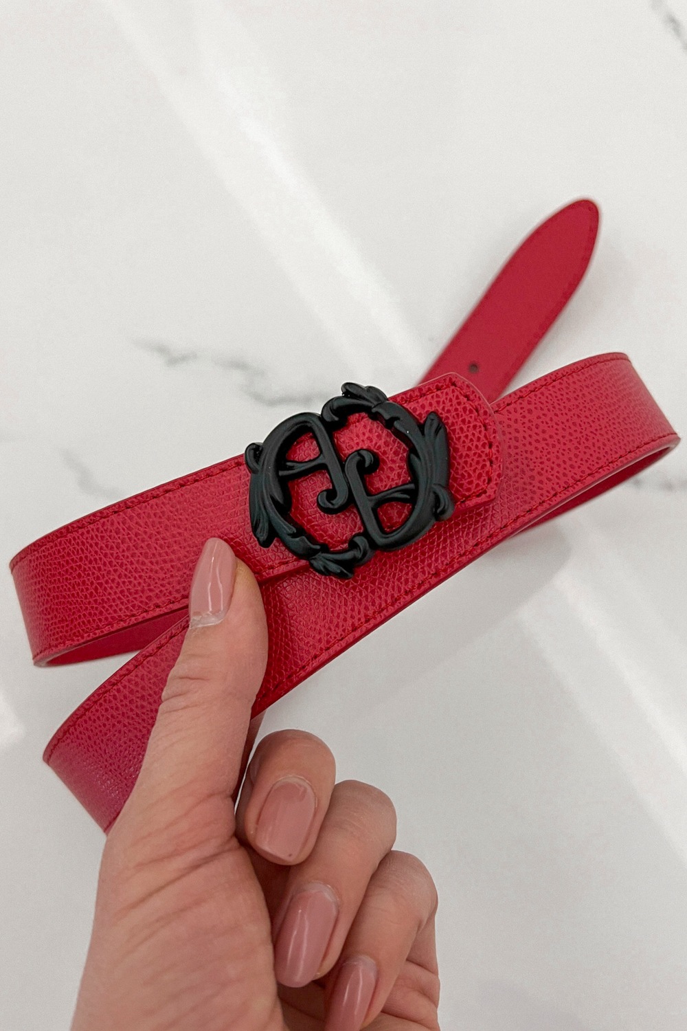 Rococo Logo Κόκκινη Ζώνη - λεπτή με μαύρη αγκράφα - Εικόνα 9
