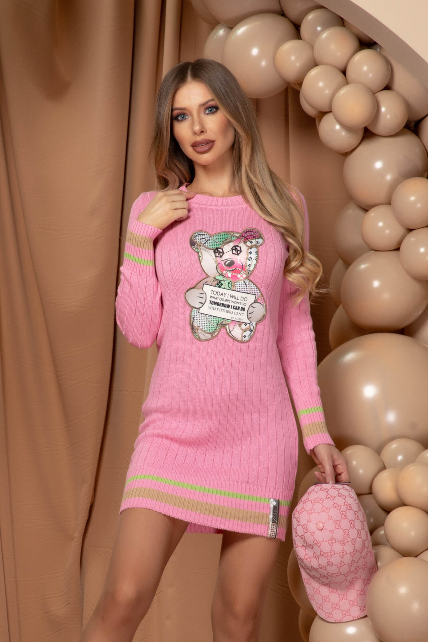Charm Cuddle Πλεκτό Φόρεμα - Pink - Εικόνα 24