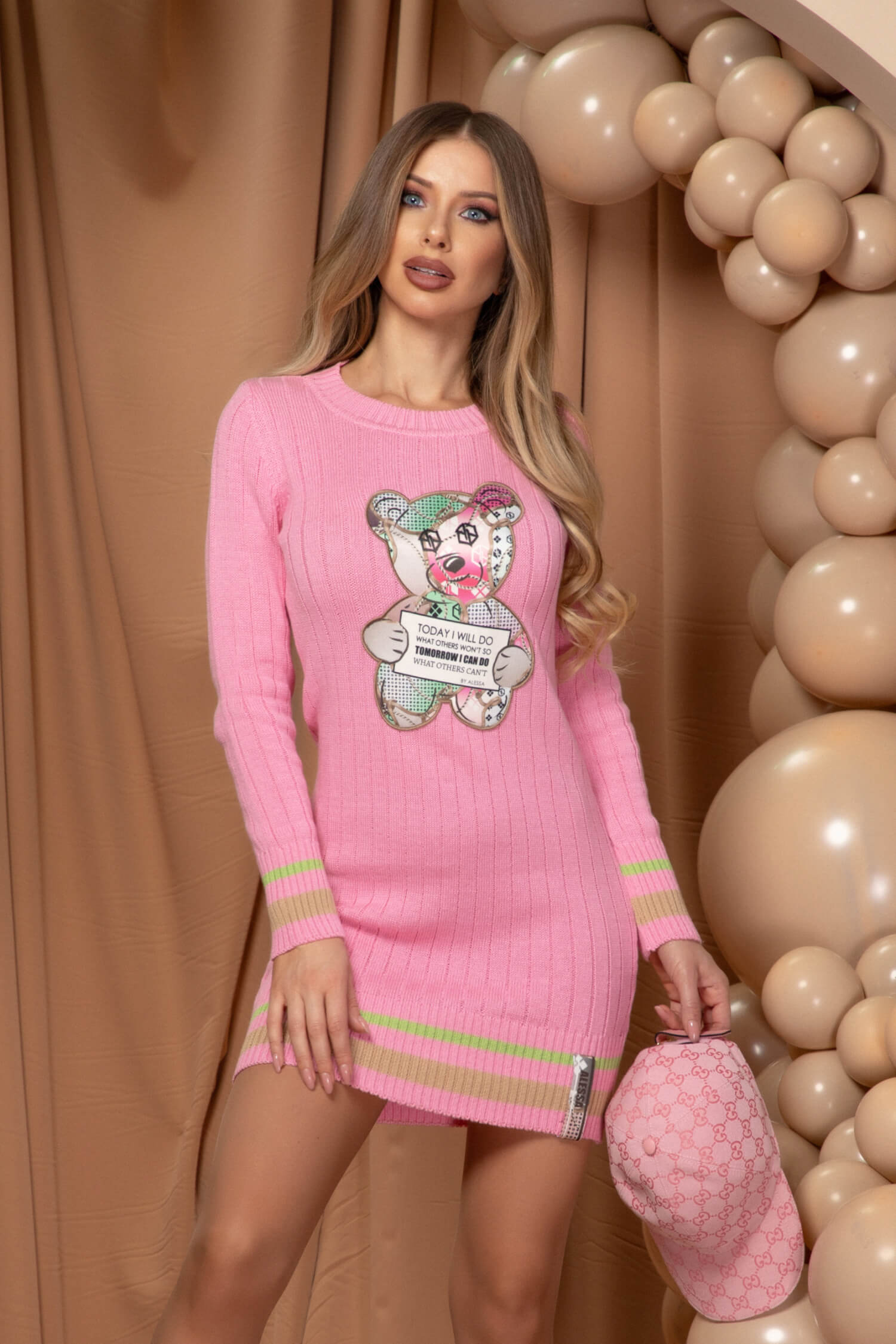 Charm Cuddle Πλεκτό Φόρεμα - Pink - Εικόνα 15