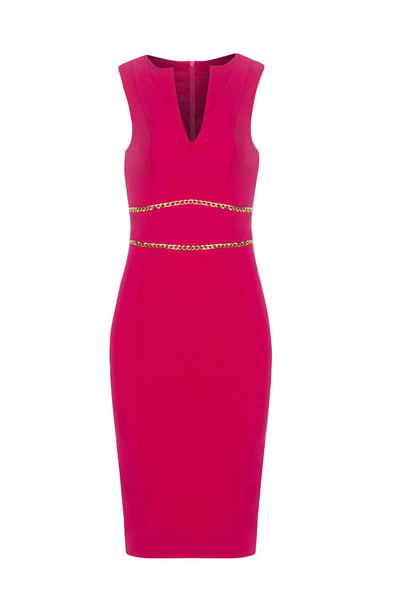 Red Rooms & Tie-Ups Bodycon Φόρεμα Με Αποσπώμενη Ζώνη - Φούξια - Εικόνα 13