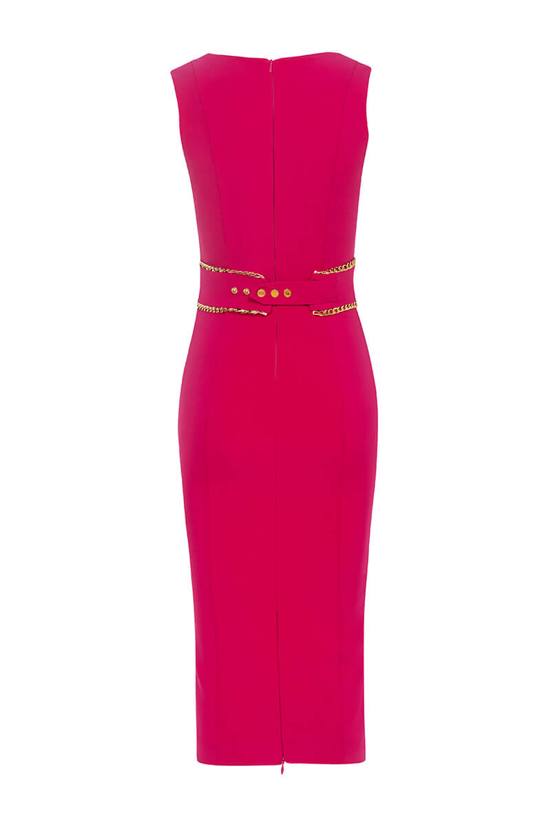 Red Rooms & Tie-Ups Bodycon Φόρεμα Με Αποσπώμενη Ζώνη - Φούξια - Εικόνα 20