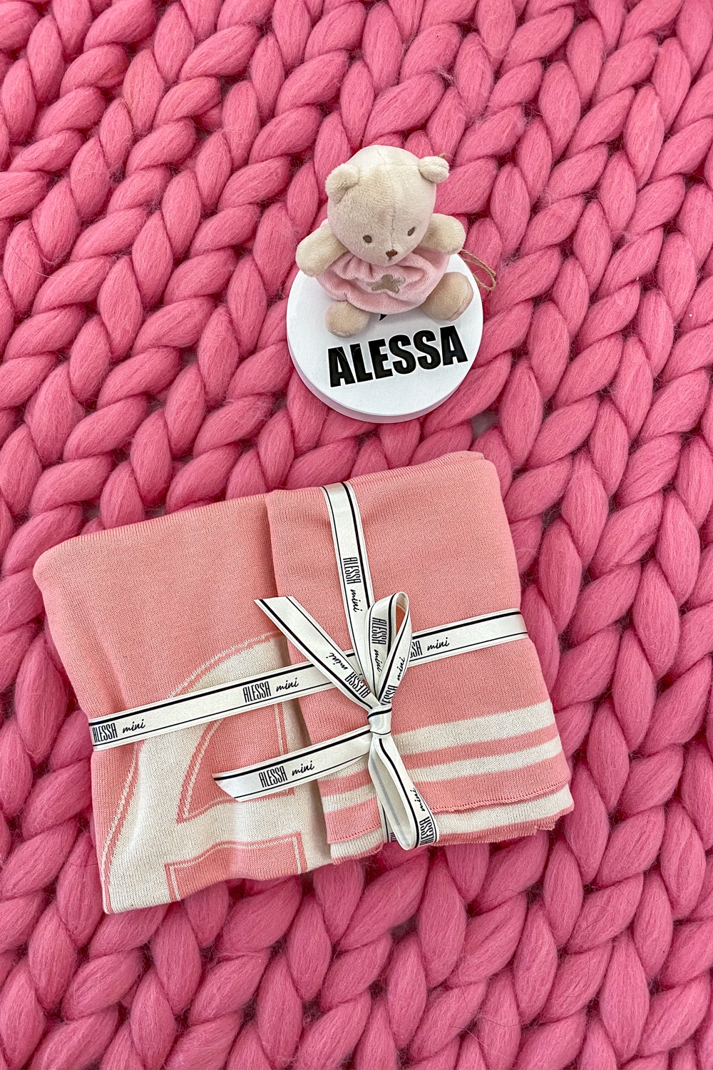 Alessa mini Πλεκτή Κουβέρτα Με Λογότυπο - pink - Εικόνα 6