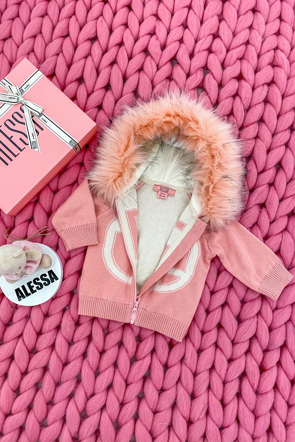 Alessa mini Πλεκτή Ζακέτα Με Λογότυπο - pink - Εικόνα 7