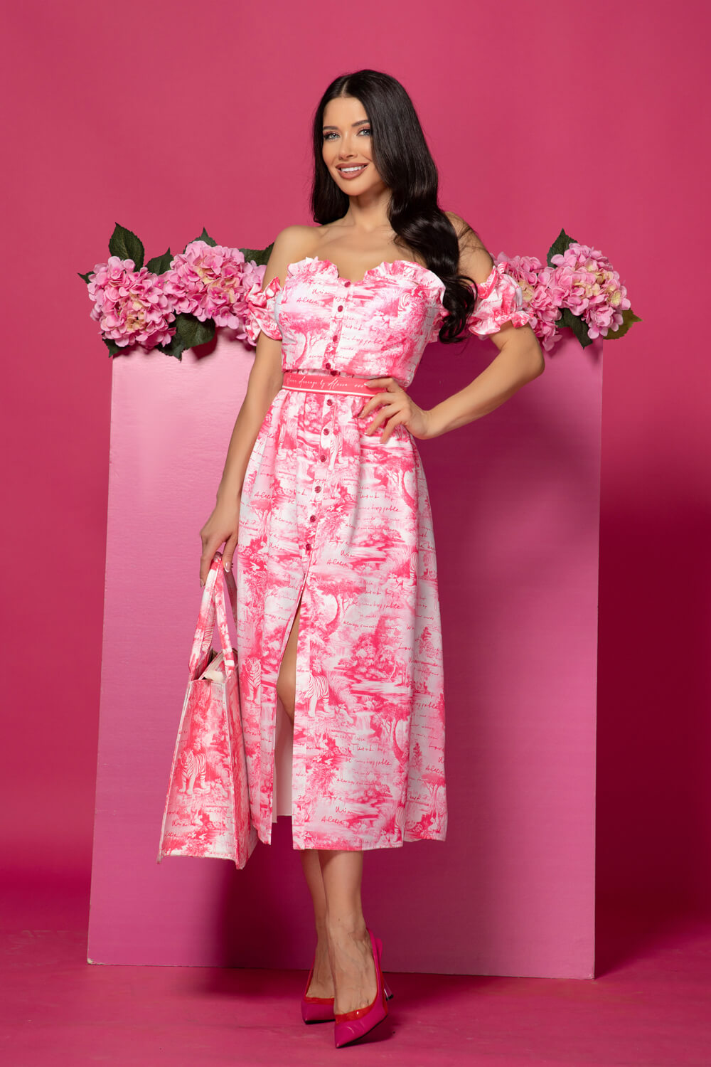 Trendsetter Icon Φόρεμα 7/8 Με Αποσπώμενη Ζώνη - Pink - Εικόνα 8