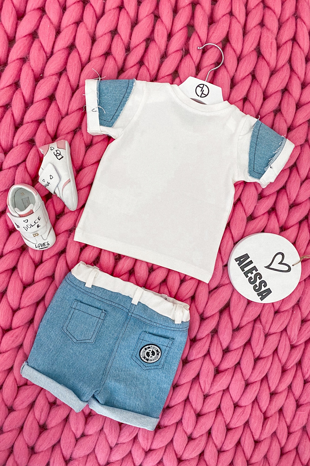 Alessa Mini Denim T-Shirt - Εκρού - Εικόνα 7