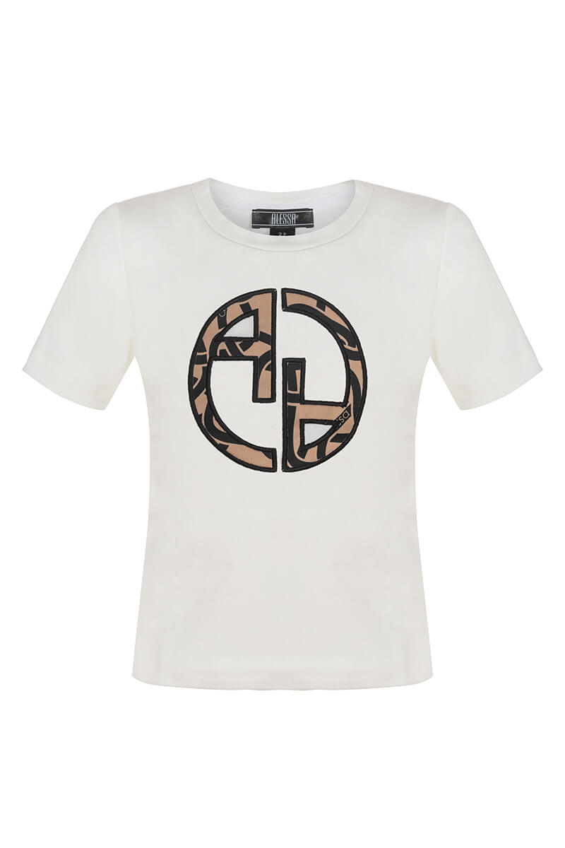 Alessa Luxury Logo mini T-Shirt - Εκρού - Εικόνα 13