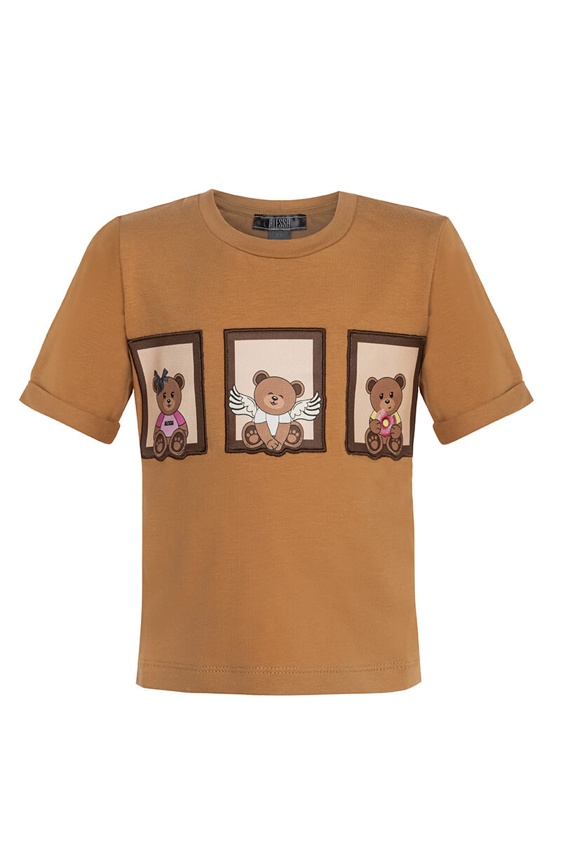 Bear Hug Mini T-Shirt Από Βαμβάκι - Mocha - Εικόνα 12