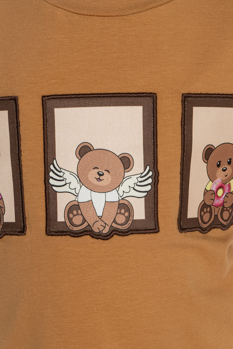 Bear Hug Mini T-Shirt Από Βαμβάκι - Mocha - Εικόνα 14