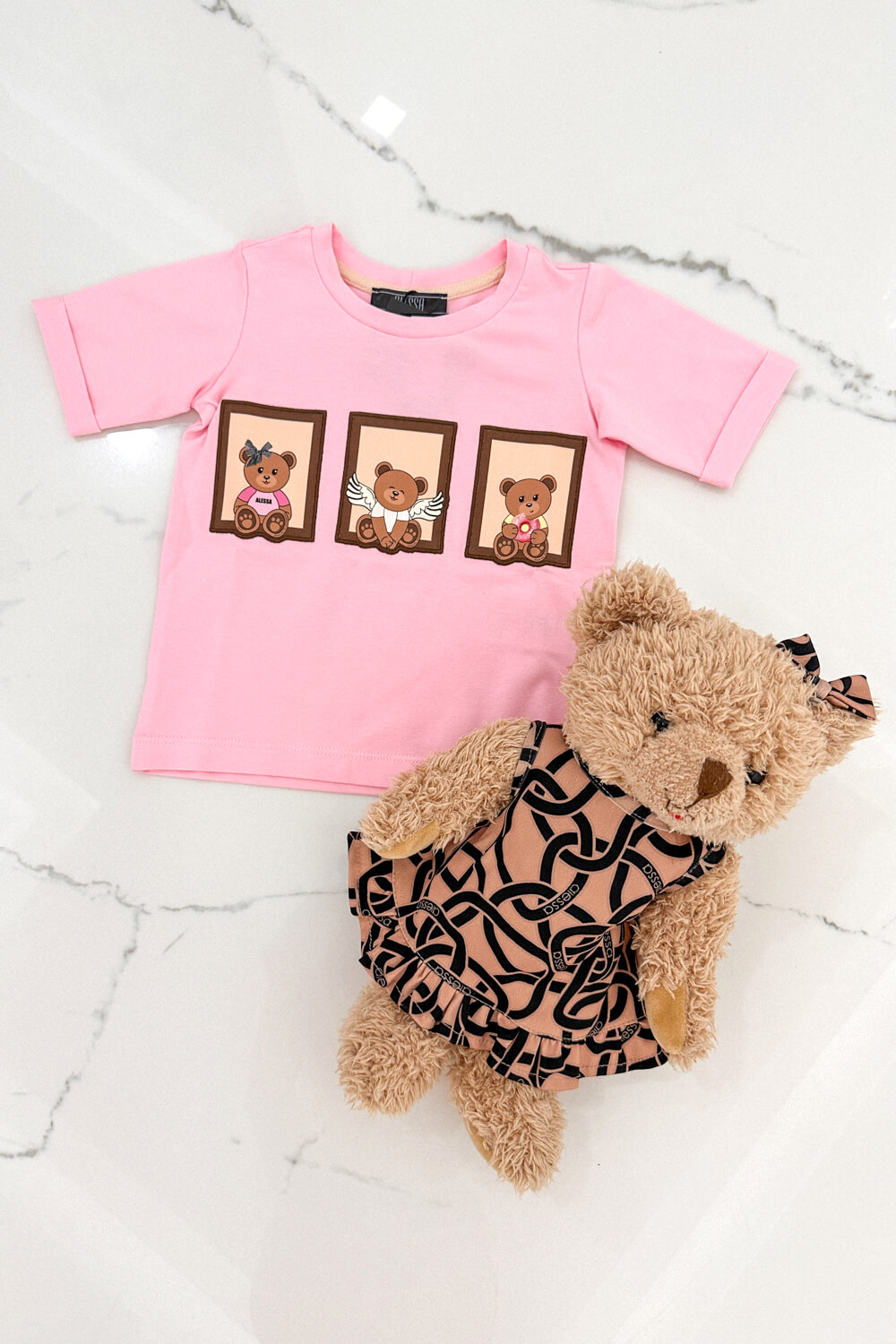 Bear Hug Mini T-Shirt Από Βαμβάκι - Pink - Εικόνα 12