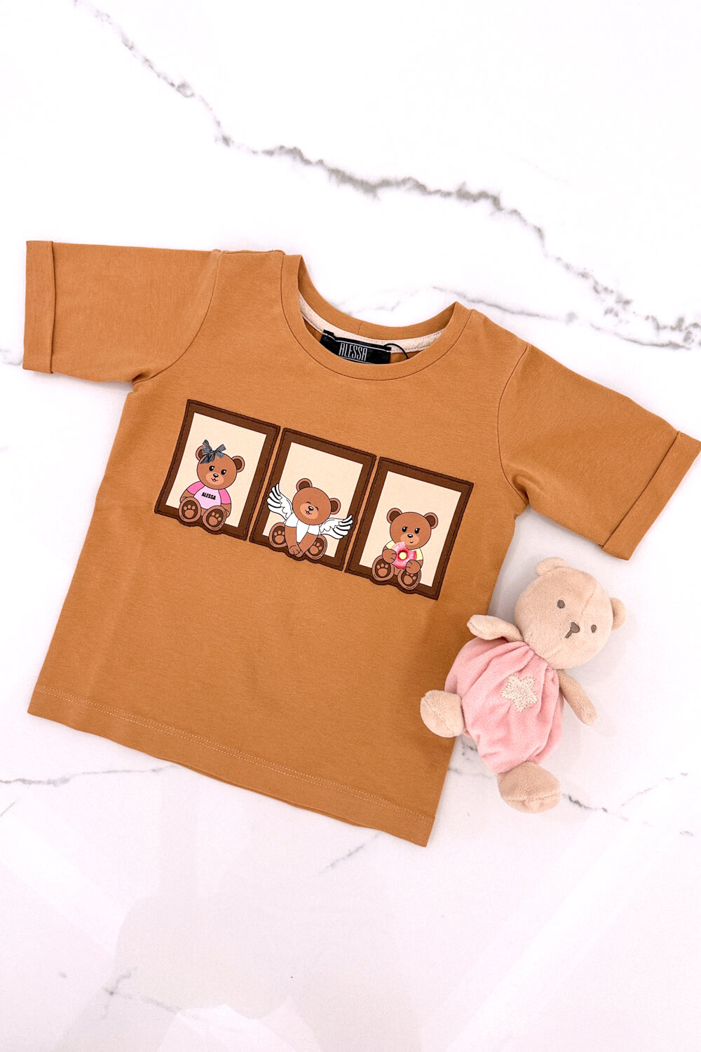 Bear Hug Mini T-Shirt Από Βαμβάκι - Mocha - Εικόνα 11