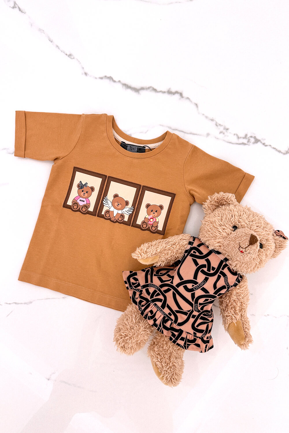Bear Hug Mini T-Shirt Από Βαμβάκι - Mocha - Εικόνα 16