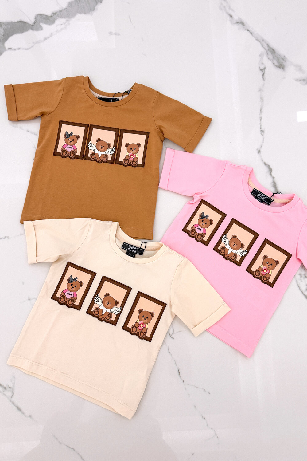 Bear Hug Mini T-Shirt Από Βαμβάκι - Soft Beige - Εικόνα 8