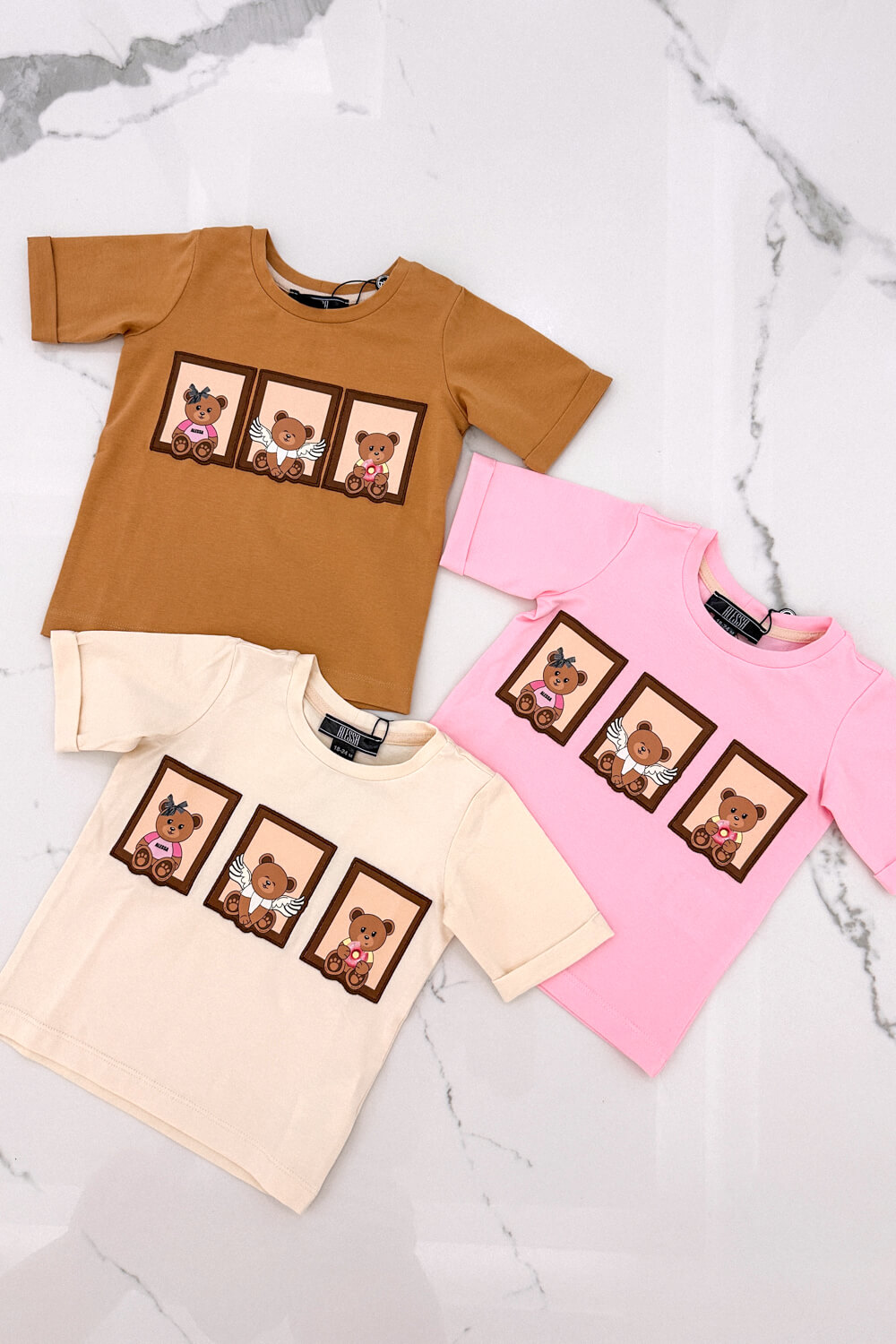 Bear Hug Mini T-Shirt Από Βαμβάκι - Soft Beige - Εικόνα 11