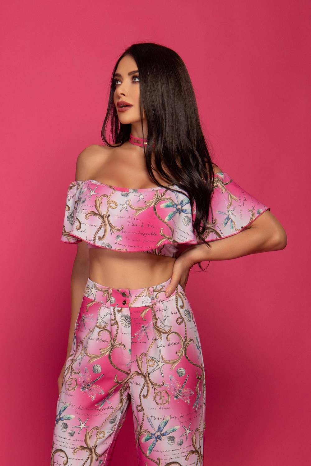 All I Want Is A Yacht Ruffles Κροπ-τοπ - Pink print - Εικόνα 14