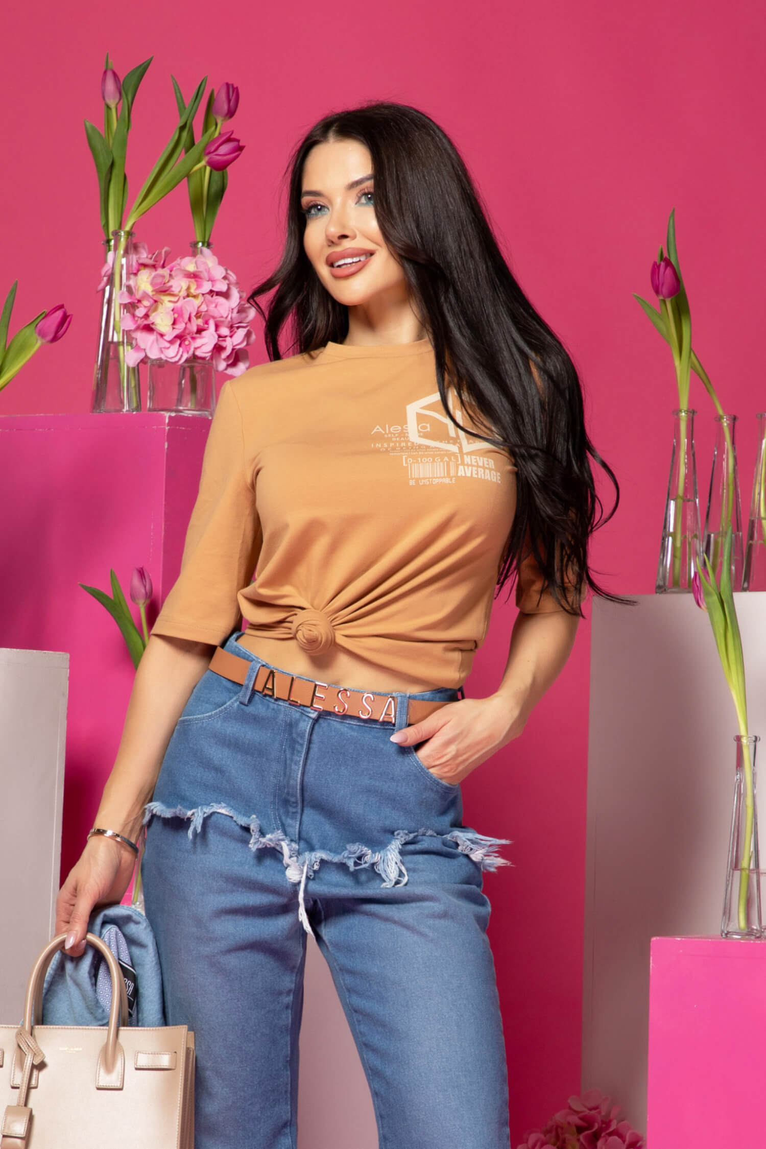 Street Style Star T-Shirt Από Βαμβάκι - Mocha - Εικόνα 16
