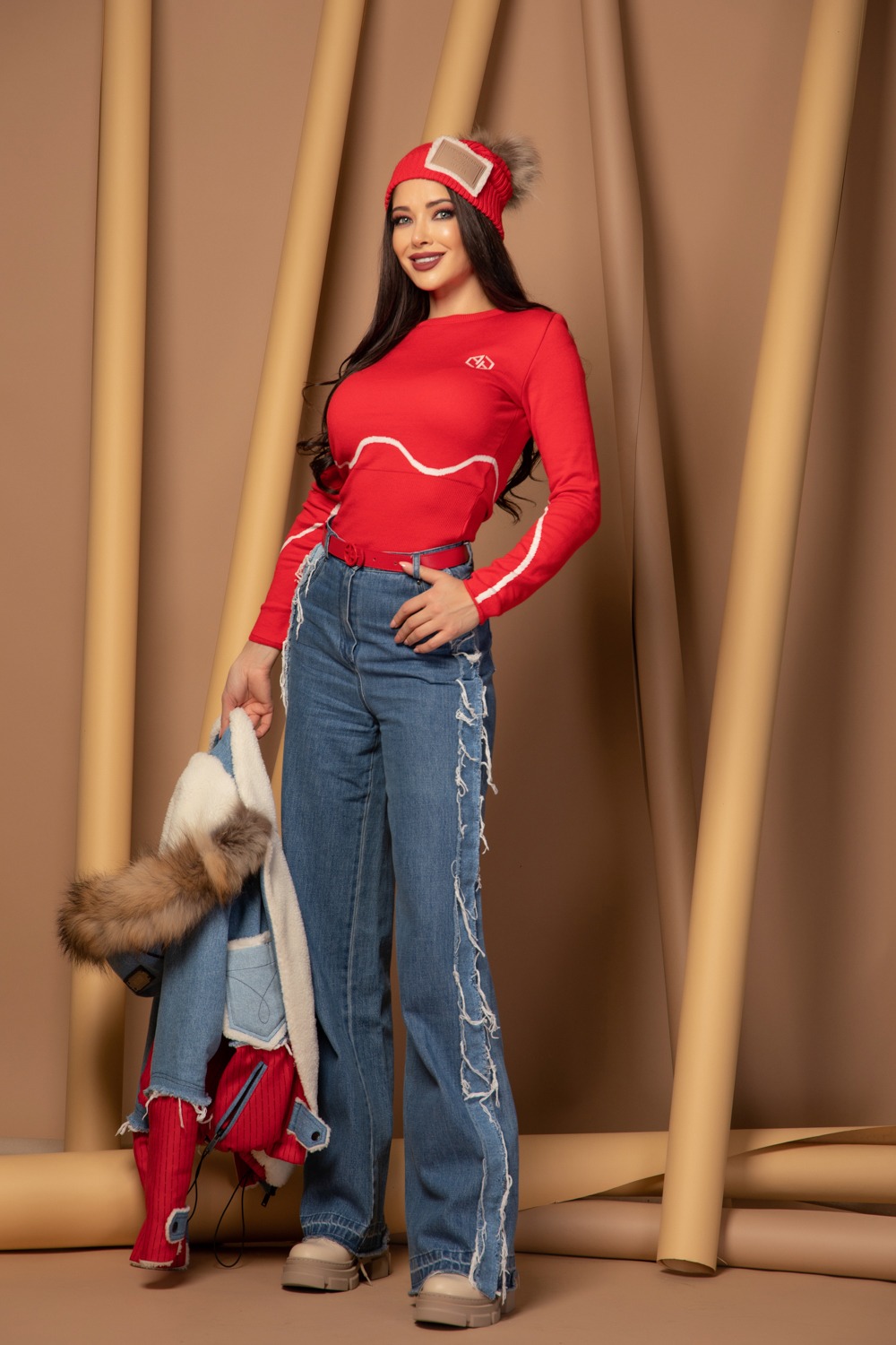 Sweater Weather Πουλόβερ Πλεκτό - Red - Εικόνα 12