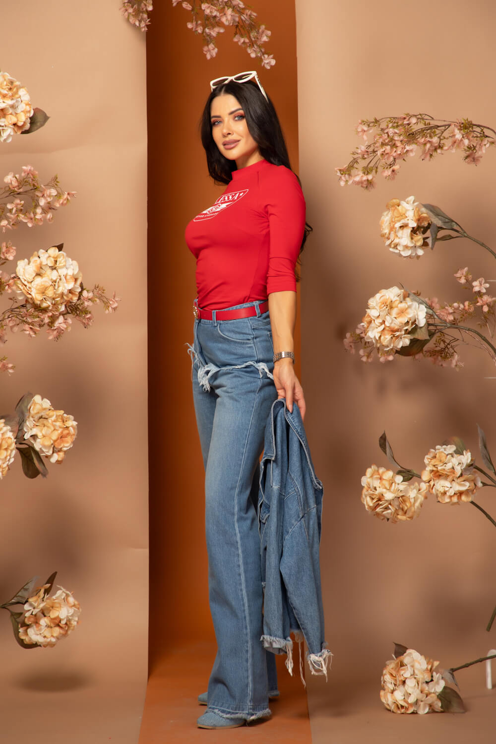 Stylish Everyday Μπλούζα Με 3/4 Μανίκι - Red - Εικόνα 11