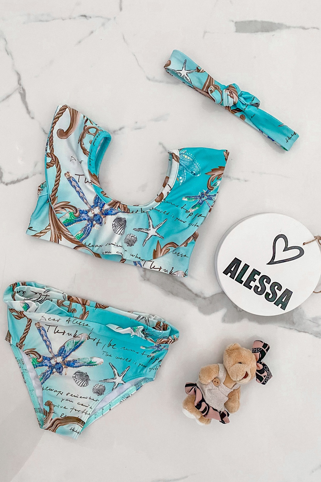 All I Want Is A Yacht mini Μαγιό Μπικίνι Ruffles - Aqua - Εικόνα 7