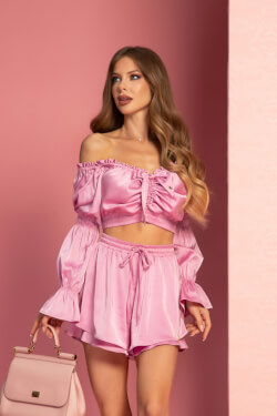 Urban Oasis Ruffles Κοντό Παντελόνι - Pink