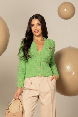 Wool & Wonder Μάλλινη Ζακέτα - Green