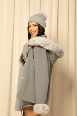 Winter Pulse Χειμωνιάτικο Παλτό - Bomber Από Κασμίρ - Grey