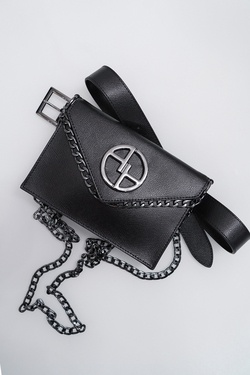 Showpiece Ζώνη-Τσάντα - Black με αγκράφα σκούρο νικελ