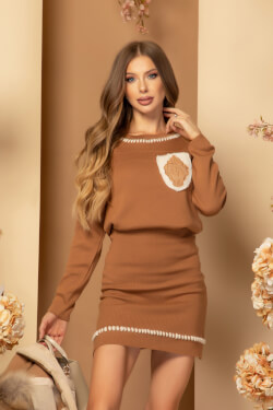 Cityscape Cozy Handmade Πλεκτή Φούστα - Mocha