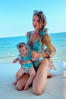 All I Want Is A Yacht mini Κροπ-Τοπ Μαγιό Ruffles - Aqua