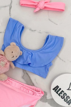 Eternal Sunshine mini Μαγιό Κροπ-Τοπ Ruffles - Purple