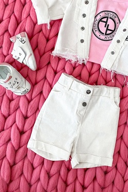 Feel This Moment mini Κοντό Τζιν - εκρού