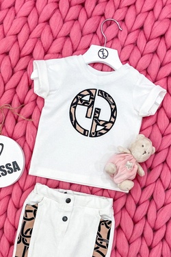 Alessa Luxury Logo mini T-Shirt - Εκρού