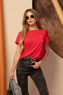 Alessa Rococo Logo T-shirt από Βαμβάκι - Red