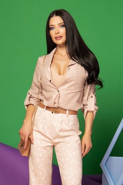 Small Circles, Big Checks Πουκάμισο - Luxury Nude