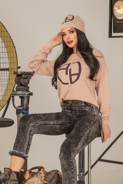 Alessa Πλεκτός Logo σκούφος - nude