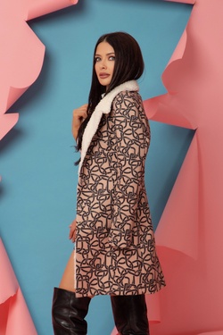 Alessa Luxury Παλτό με Οικολογικό Αστραγκάν