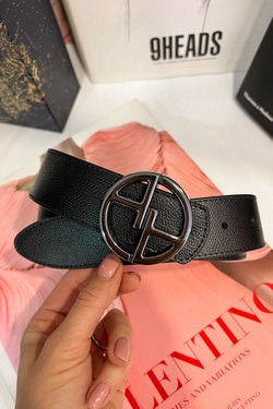 Alessa logo μαύρη ζώνη - σκούρο νικελ αγκράφα