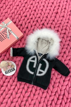 Alessa mini Πλεκτό Μπουφάν - μαύρο