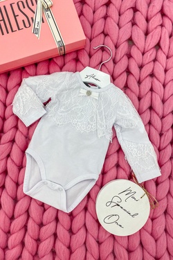 Alessa mini κορμάκι με δαντέλα - λευκό