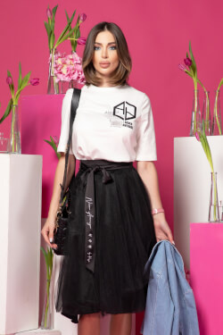 Street Style Star T-Shirt Από Βαμβάκι - Ecru