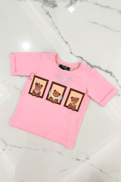 Bear Hug Mini T-Shirt Από Βαμβάκι - Pink