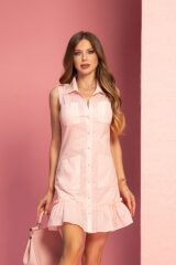 Sweet Escape Φόρεμα-Πουκάμισο - Powder Pink - Εικόνα 8