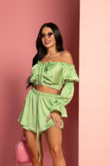 Urban Oasis Ruffles Κοντό Παντελόνι - Green - Εικόνα 11