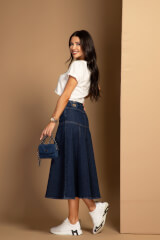 Denim Fever Midi Φούστα - Dark Blue - Εικόνα 9