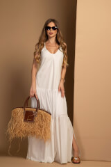 Boho Beauty Μακρύ Φόρεμα - Ecru - Εικόνα 8