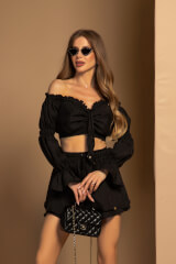 Urban Oasis Ruffles Κοντό Παντελόνι - Black - Εικόνα 9