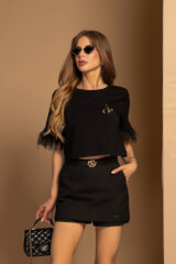Luxury Dream Κοντό T-Shirt Από Βαμβάκι - Black - Εικόνα 7